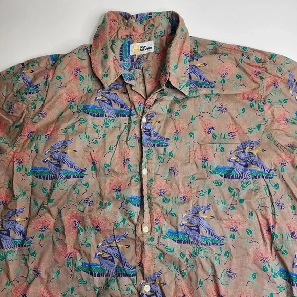 Reyn Spooner Cotton Hawaiian Bird Floral Shirt Size XL - Picture 3 of 7
